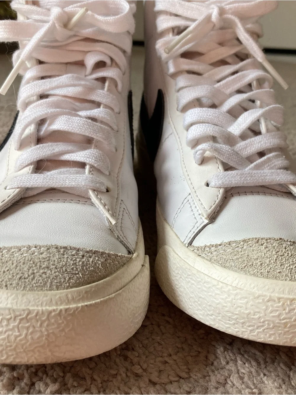 Nike Women’s White High-Top Sneakers with Black Swoosh - Picture 6 of 13